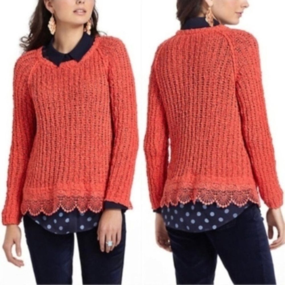 Anthropologie Knitted & Knotted Red Sweater
